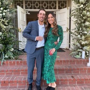 Green Paisley Zara Midi Long Sleeve Dress